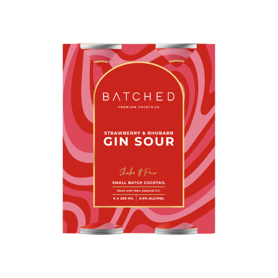 Picture of Batched Gin Sour Strawberry & Rhubarb 6% Cans 4x230ml