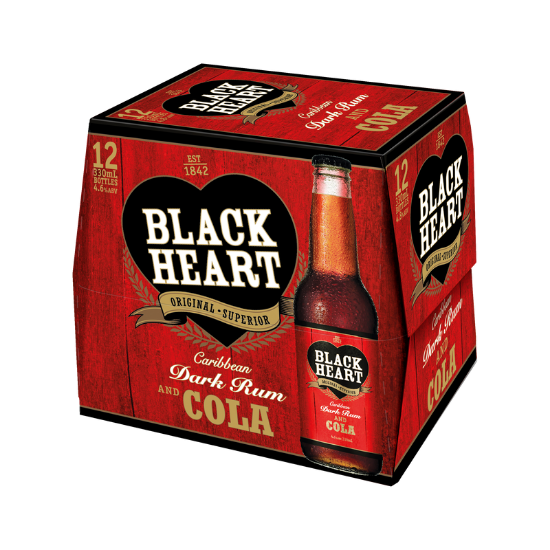 Picture of Black Heart Dark Rum & Cola 4.6% Bottles 12x330ml