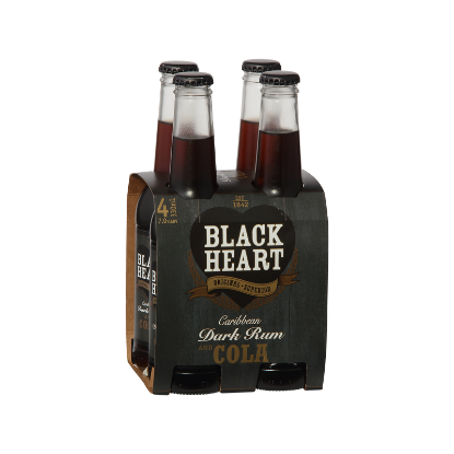 Picture of Black Heart Dark Rum & Cola 7% Bottles 4x330ml