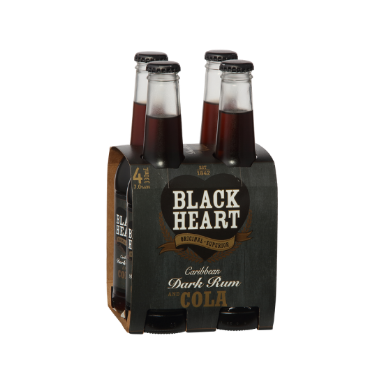 Picture of Black Heart Dark Rum & Cola 7% Bottles 4x330ml