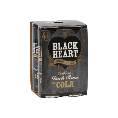 Picture of Black Heart Dark Rum & Cola 7% Cans 4x300ml