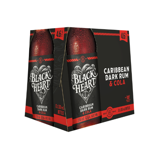 Picture of Black Heart Dark Rum & Cola 4.6% Bottles 12x330ml