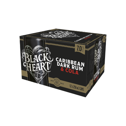 Picture of Black Heart Dark Rum & Cola 7% Cans 12x250ml