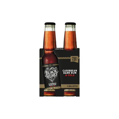 Picture of Black Heart Dark Rum & Cola 7% Bottles 4x330ml
