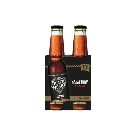 Picture of Black Heart Dark Rum & Cola 7% Bottles 4x330ml