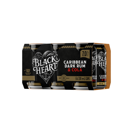 Picture of Black Heart Dark Rum & Cola 7% Cans 6x330ml