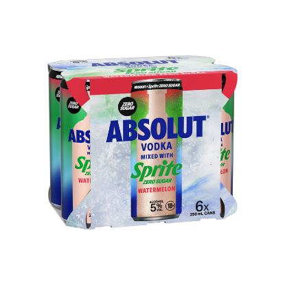 Picture of Absolut Vodka with Sprite Watermelon Zero Sugar 5% Cans 6x250ml