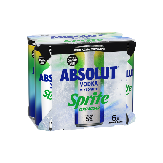 Picture of Absolut Vodka with Sprite Zero Sugar 5% Cans 6x250ml