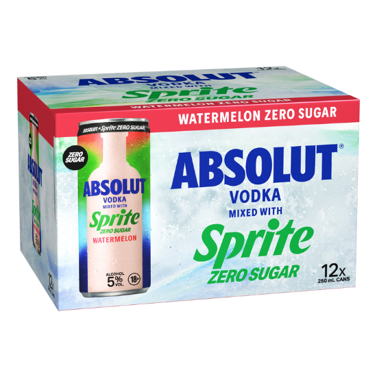 Picture of Absolut Vodka with Sprite Watermelon Zero Sugar 5% Cans 12x250ml