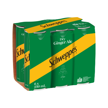 Picture of Schweppes Dry Ginger Ale Cans 6x250ml