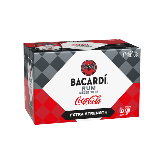 Picture of Bacardí Extra Strength Rum with Coca-Cola 7% Cans 6x330ml