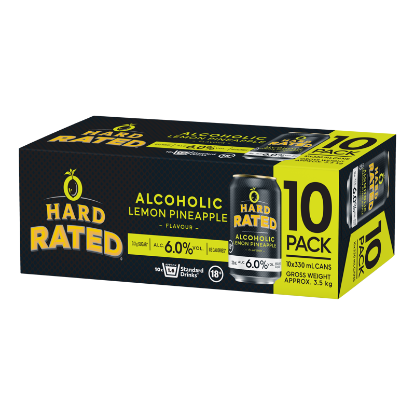 Picture of Hard Rated Alcoholic Lemon Pineapple 6% Cans 10x330ml
