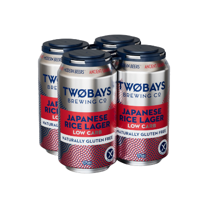 Picture of TWØBAYS Brewing Co Japanese Rice Lager Low Carb Cans 4x375ml
